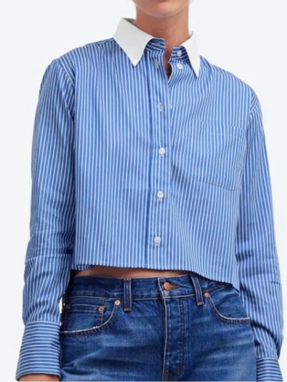 Madewell Relaxed Button Up Shirt Blue White Striped Size Medium